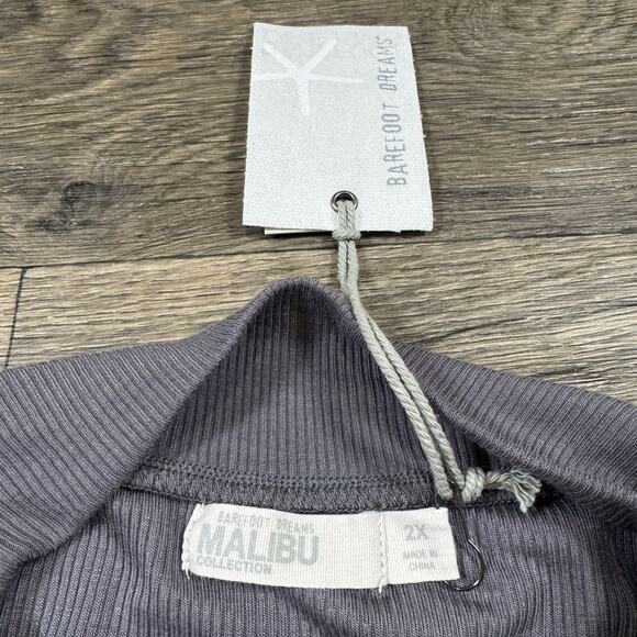 NWT BAREFOOT DREAMS Womens 2x Ultrasoft Rib Mock Neck Top Shirt in Coal Gray - Picture 8 of 10